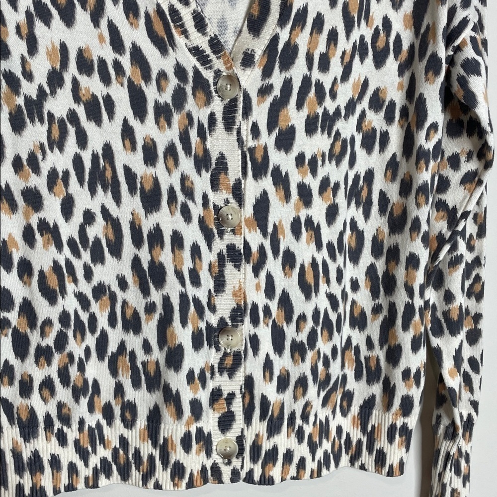 LOFT | Leopard Print Cotton Cardigan Size Small Petite NWT - Picture 2 of 5